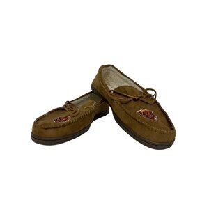 Forever Collections Chicago Bears Men's Sherpa Lined Brown Slippers Size XL